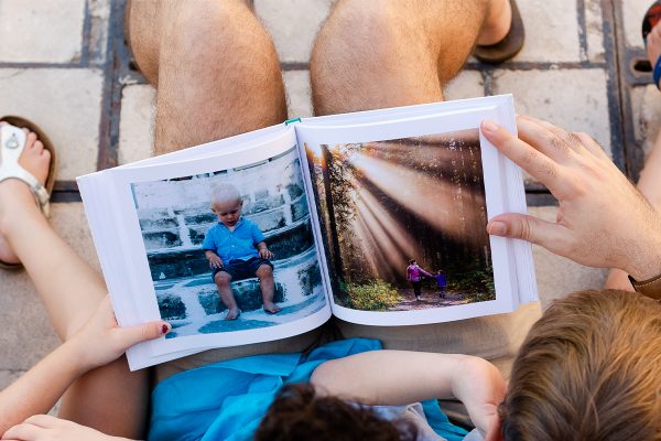 looking at old photos with dad